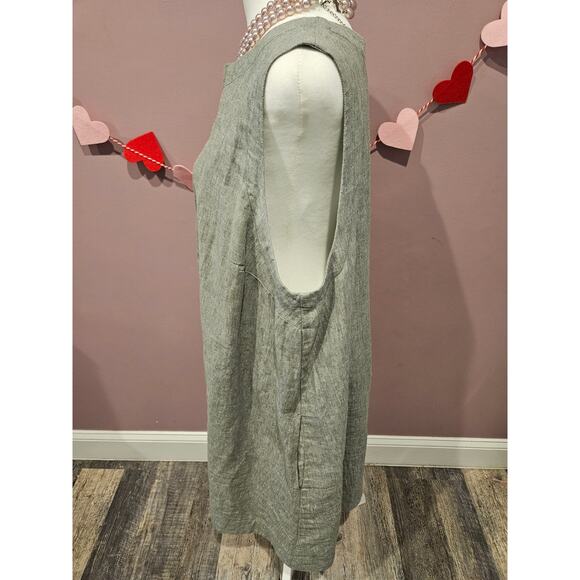 Madewell button back linen tank apron pinafore dress sage green plus 1x xl - Picture 2 of 8